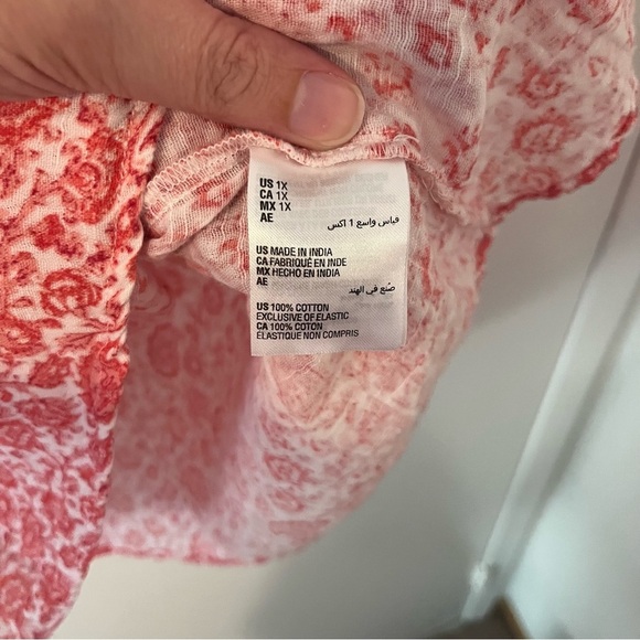 NEW! Style & Co Women’s Gauze Flutter Sleeve Top 1X Plus Size Coral - Picture 5 of 9